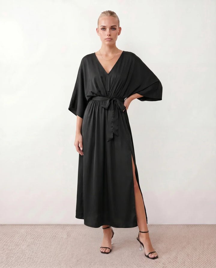 Brielle | Open Back Tie-Back Wedding Guest Maxi Dress