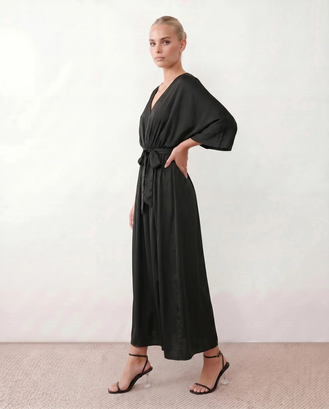 Brielle | Open Back Tie-Back Wedding Guest Maxi Dress