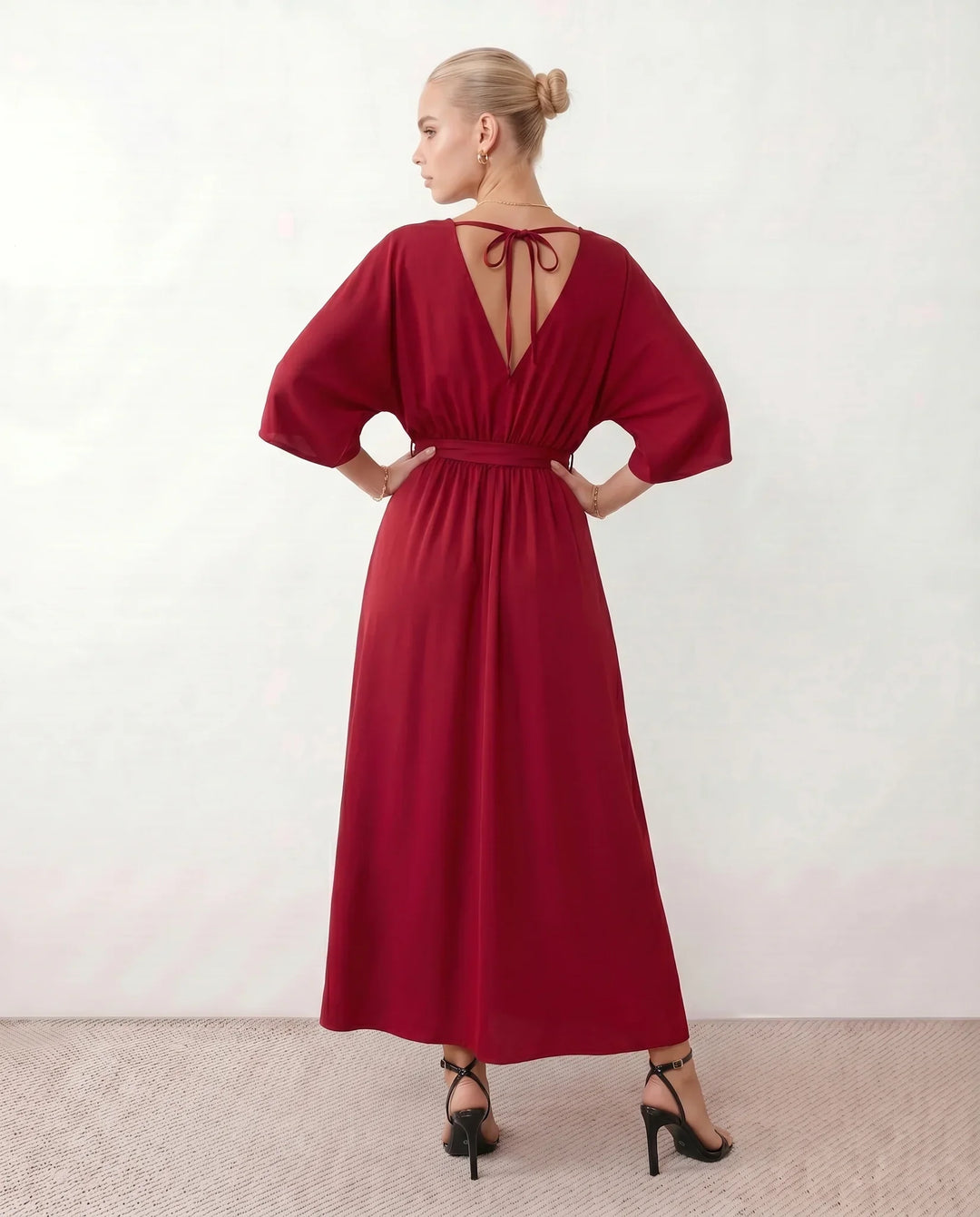 Brielle | Open Back Tie-Back Wedding Guest Maxi Dress