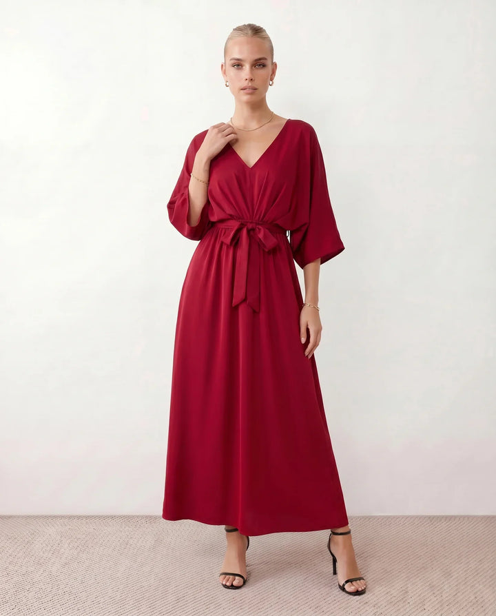 Brielle | Open Back Tie-Back Wedding Guest Maxi Dress