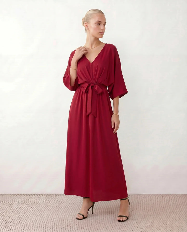 Brielle | Open Back Tie-Back Wedding Guest Maxi Dress