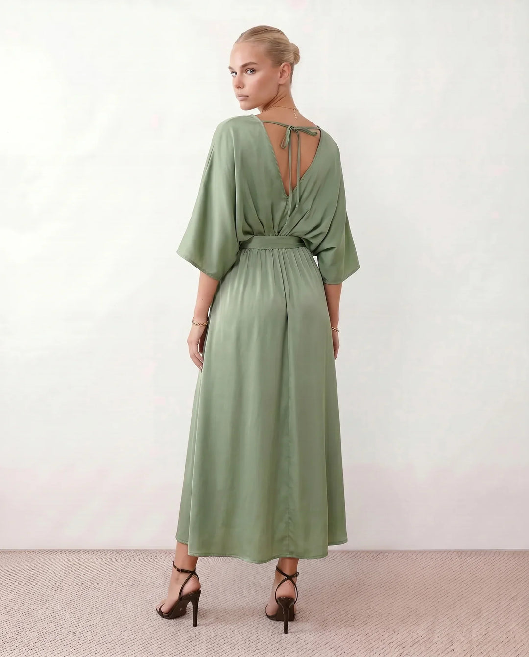 Brielle | Open Back Tie-Back Wedding Guest Maxi Dress
