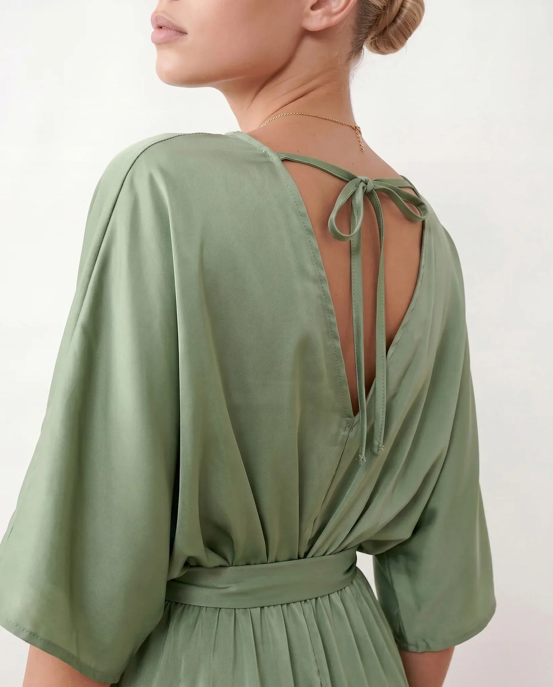 Brielle | Open Back Tie-Back Wedding Guest Maxi Dress