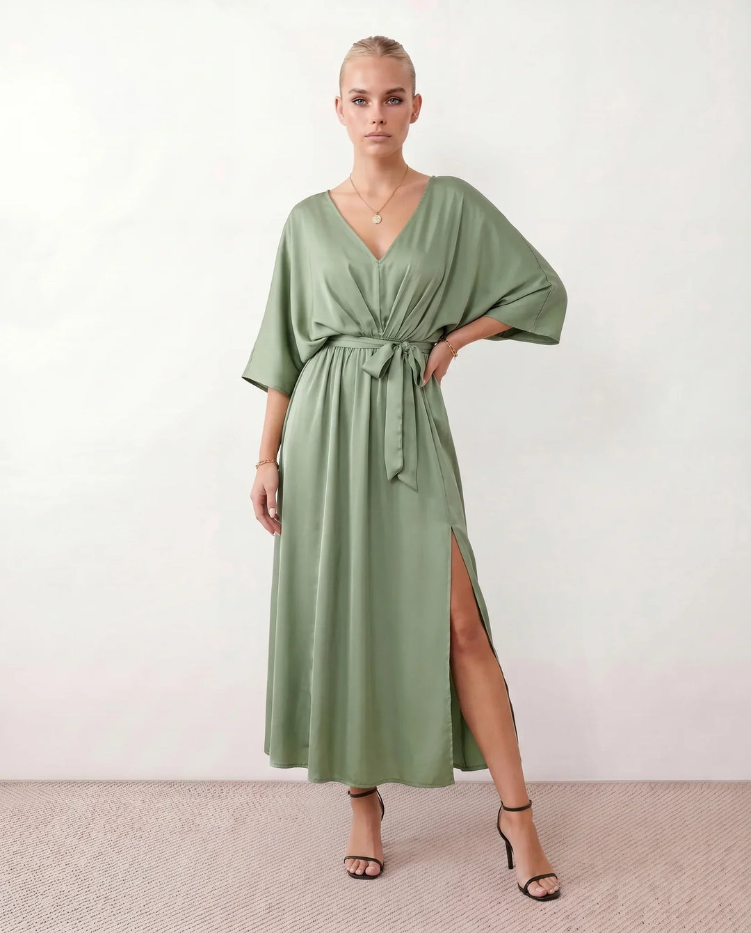 Brielle | Open Back Tie-Back Wedding Guest Maxi Dress
