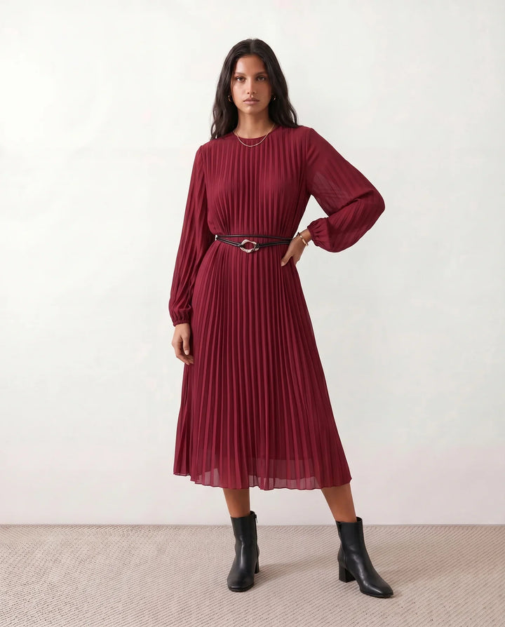 Saskia | Pleated A-Line Wedding Guest Midi Dress