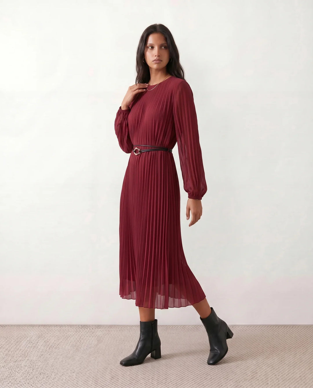 Saskia | Pleated A-Line Wedding Guest Midi Dress