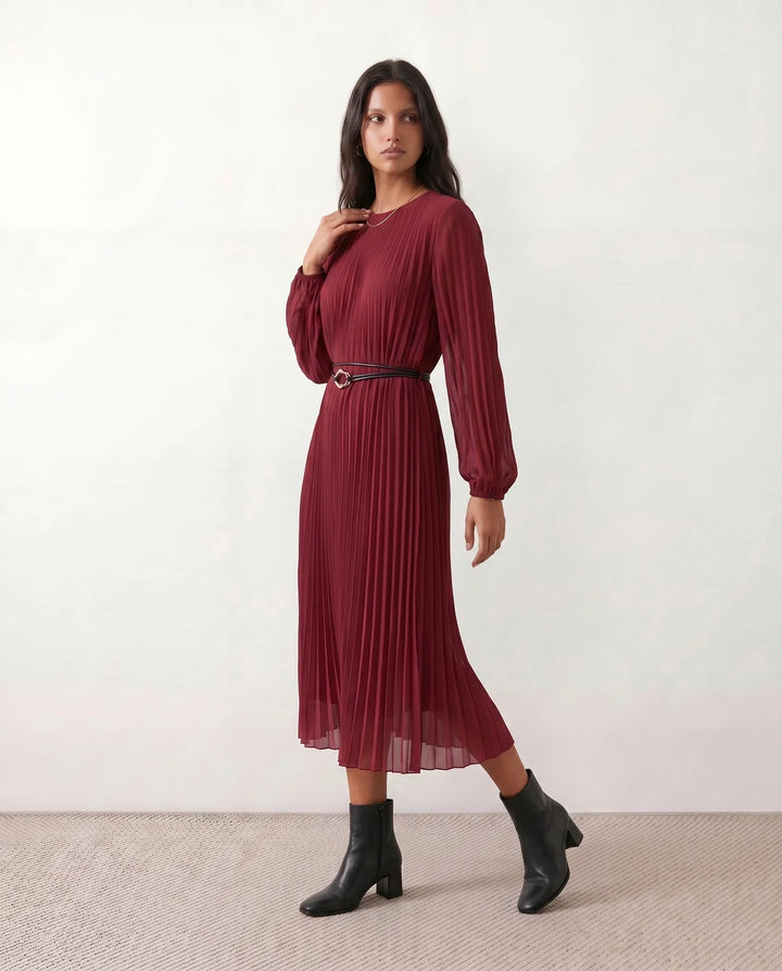 Saskia | Pleated A-Line Wedding Guest Midi Dress