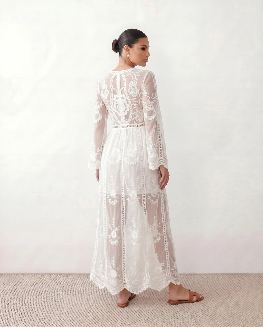 Elin | Lace Plunge Neck Maxi Dress