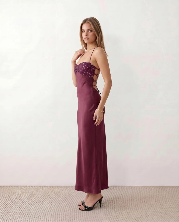 Nadia | Spaghetti Strap Sequin Slip Maxi Dress