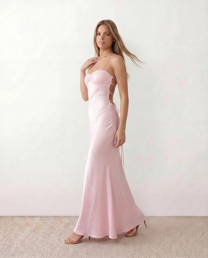 Nadia | Spaghetti Strap Sequin Slip Maxi Dress
