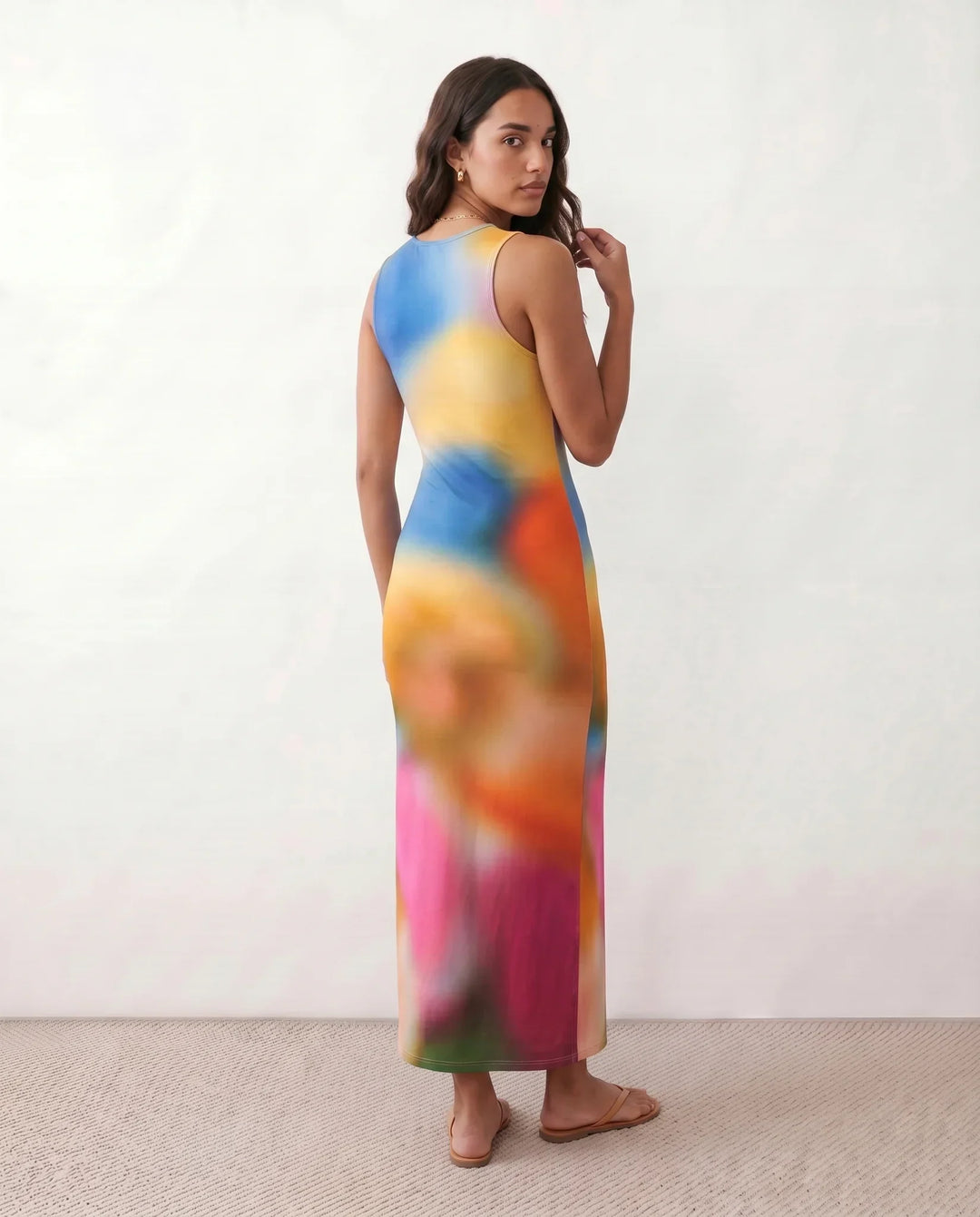 Calise | Abstract Print Side Slit Maxi Dress