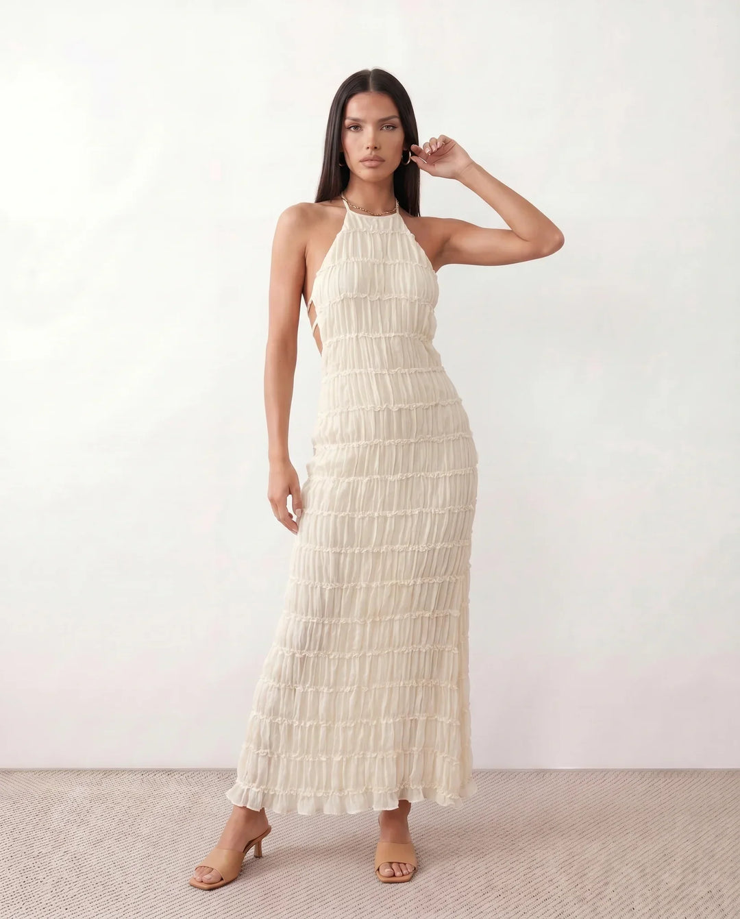 Naia | Pleated Halter Maxi Dress