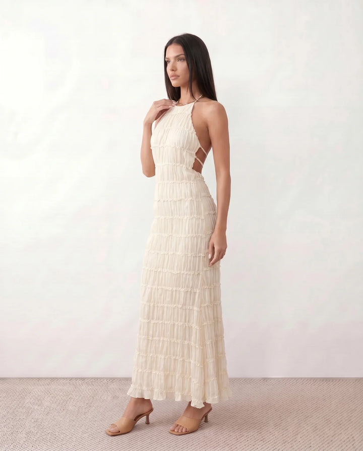 Naia | Pleated Halter Maxi Dress