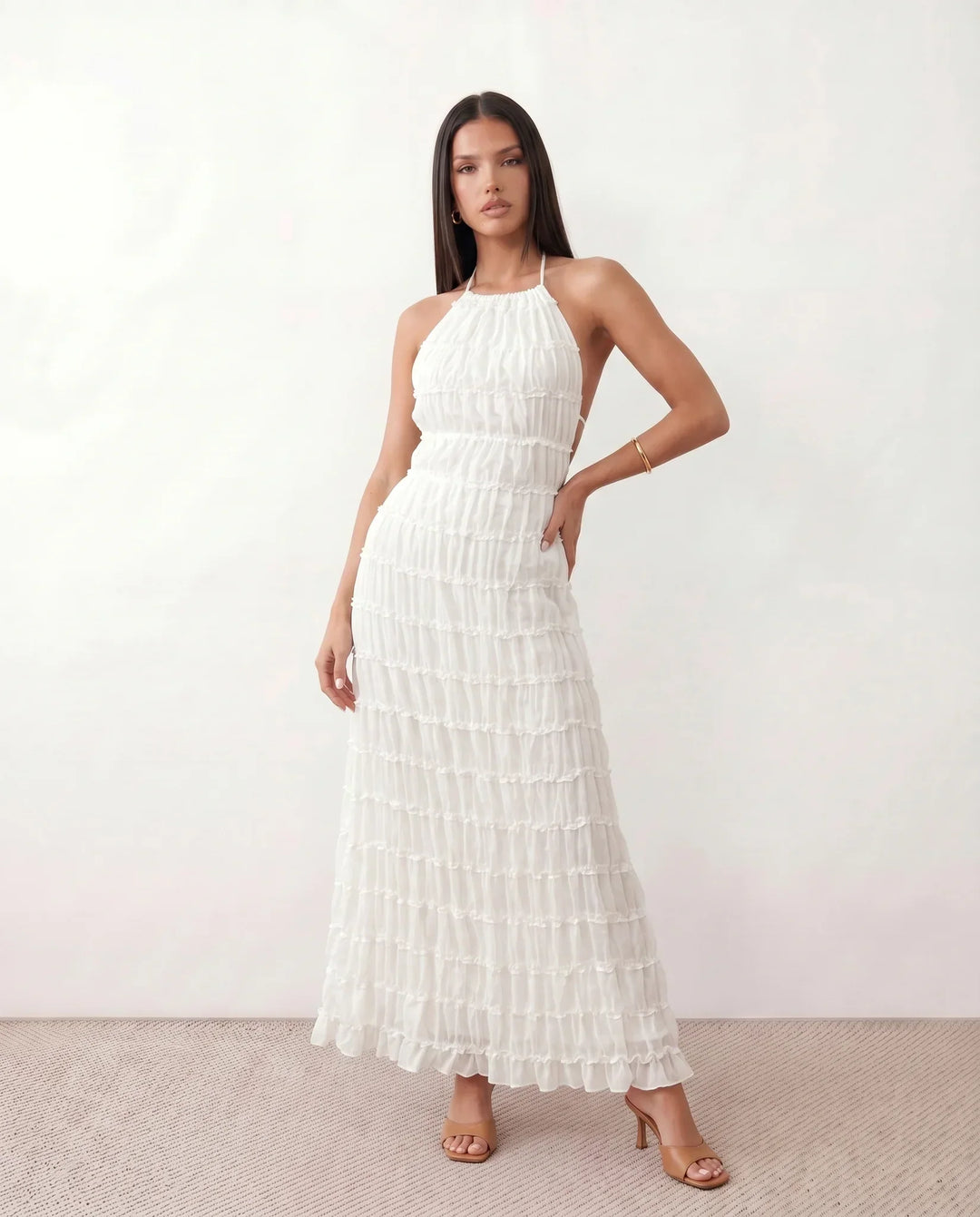 Naia | Pleated Halter Maxi Dress