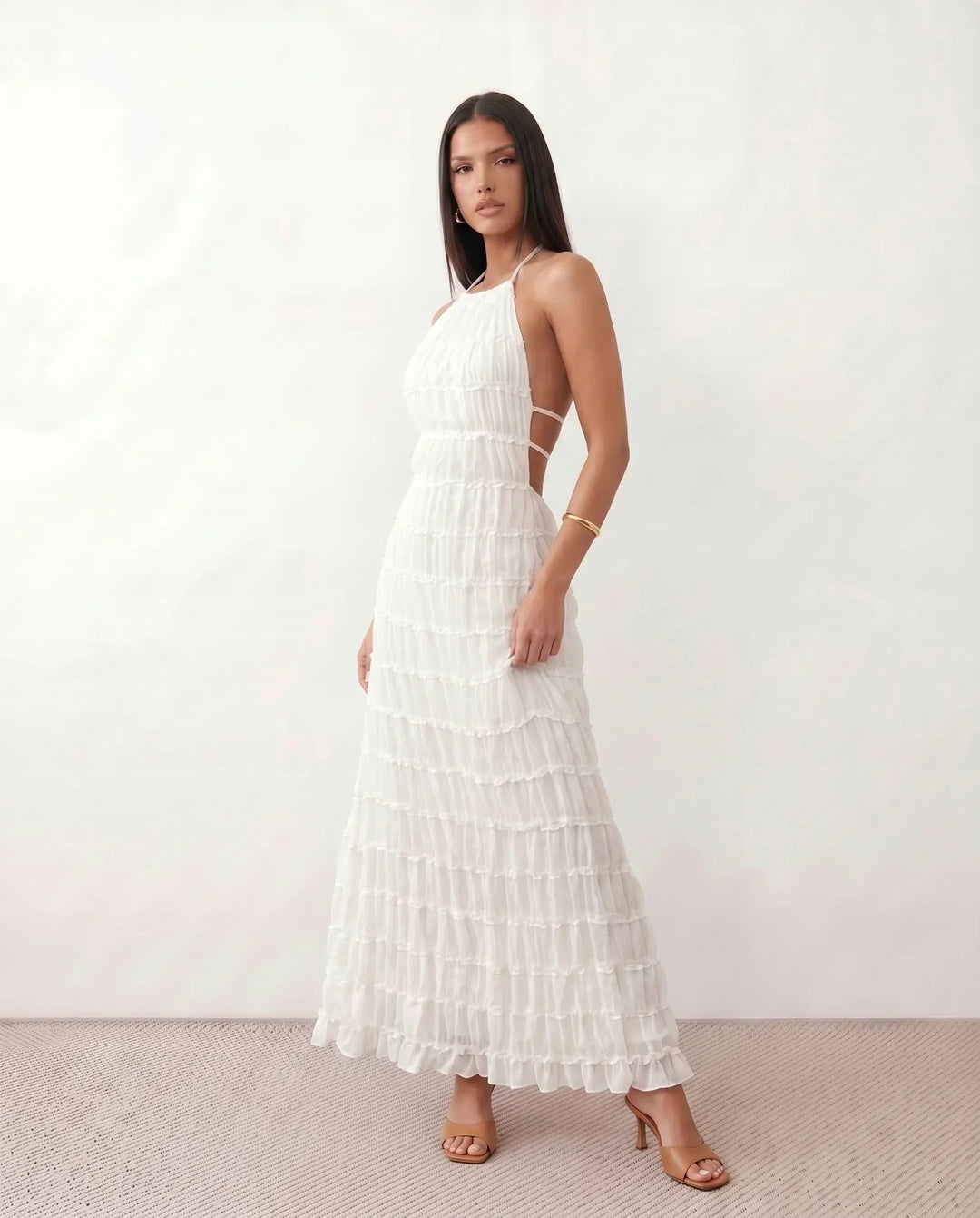 Naia | Pleated Halter Maxi Dress