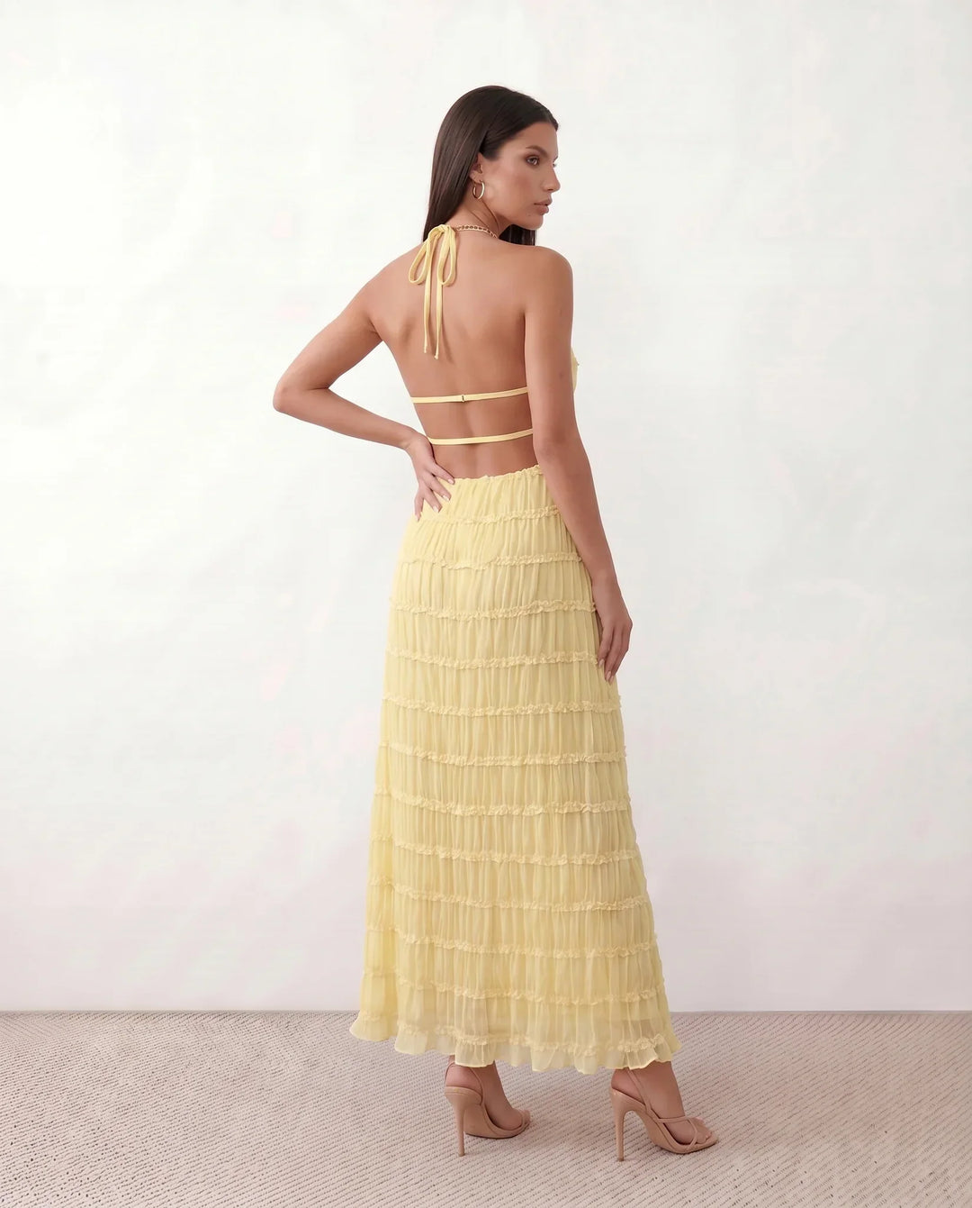 Naia | Pleated Halter Maxi Dress