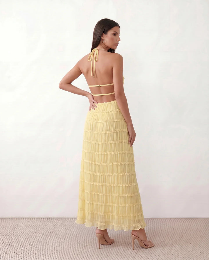 Naia | Pleated Halter Maxi Dress