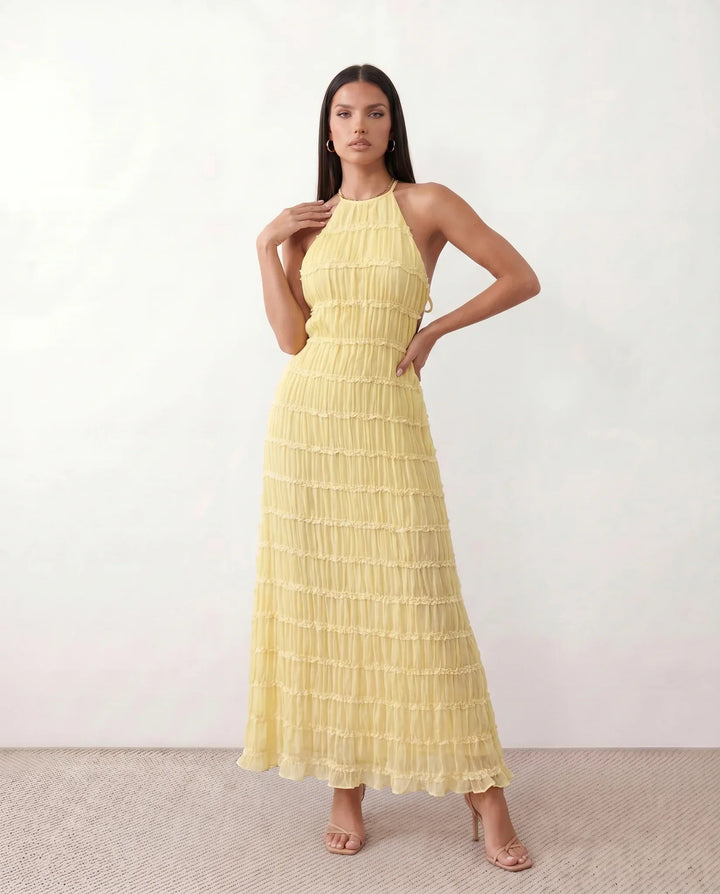 Naia | Pleated Halter Maxi Dress