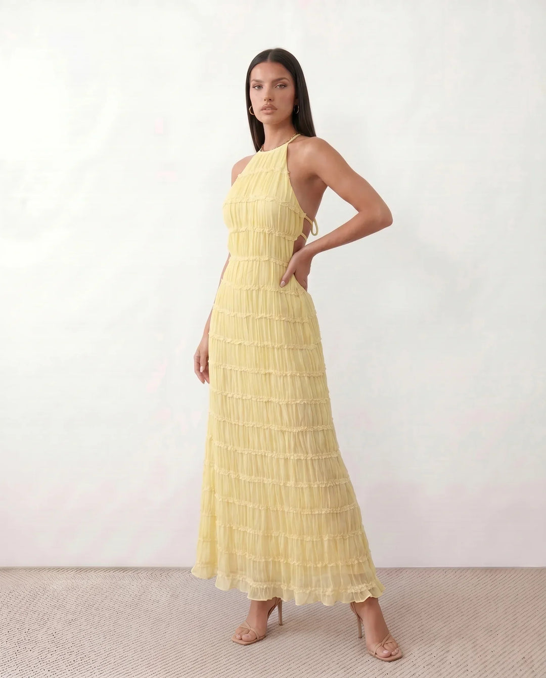 Naia | Pleated Halter Maxi Dress