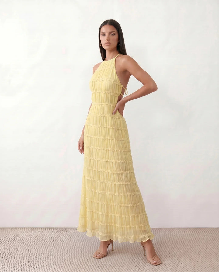 Naia | Pleated Halter Maxi Dress