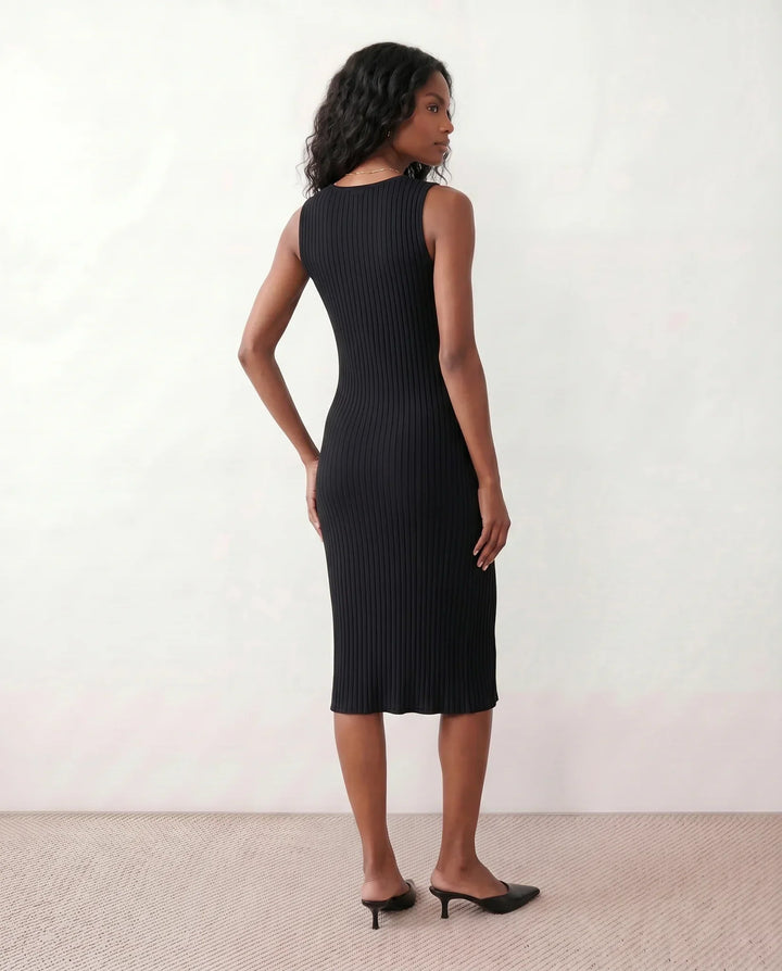 Raina | Ribbed Fitted Knit Midi Dress
