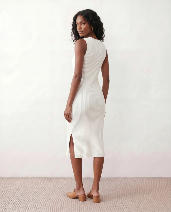 Raina | Ribbed Fitted Knit Midi Dress