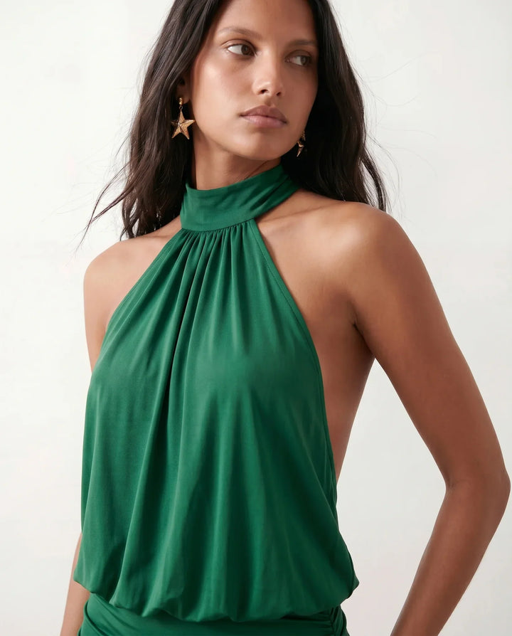 Cleo | Satin-Look Halter Mini Dress