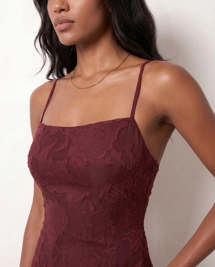 Willa | Floral Lace-Up Spaghetti Strap Maxi Dress