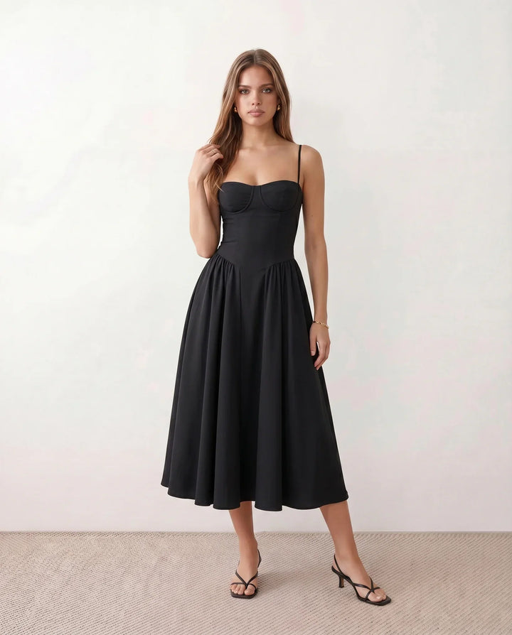 Willa | Spaghetti Strap Sweetheart Midi Dress