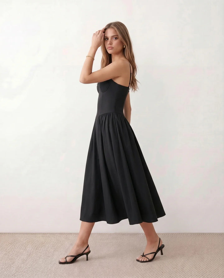 Willa | Spaghetti Strap Sweetheart Midi Dress
