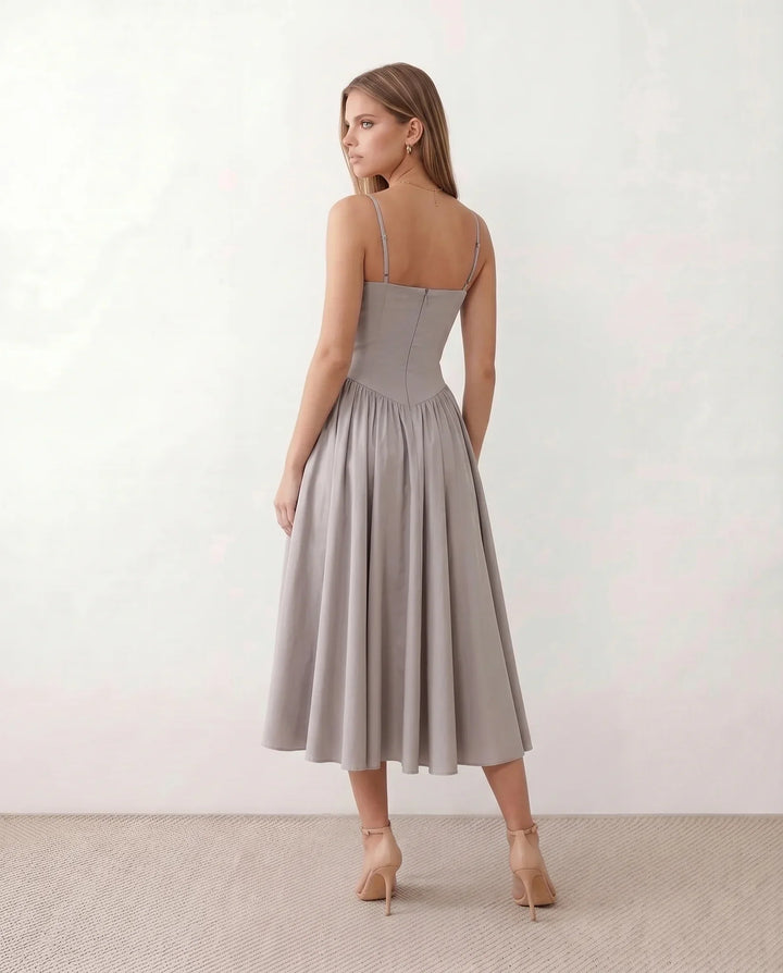 Willa | Spaghetti Strap Sweetheart Midi Dress