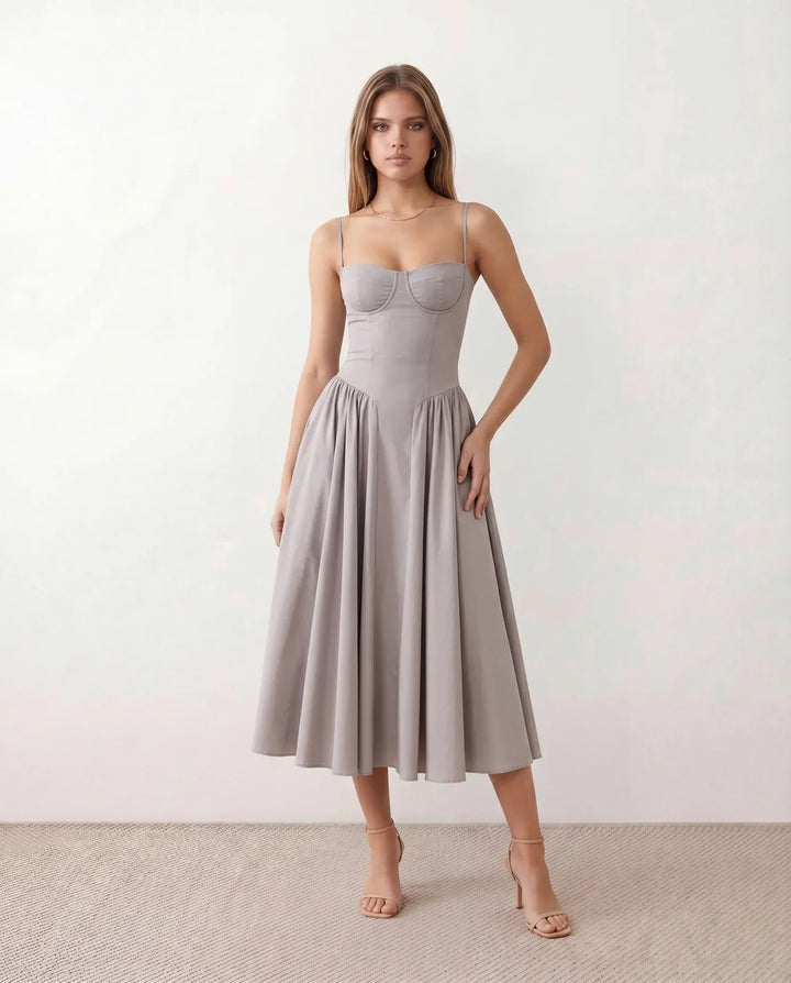 Willa | Spaghetti Strap Sweetheart Midi Dress