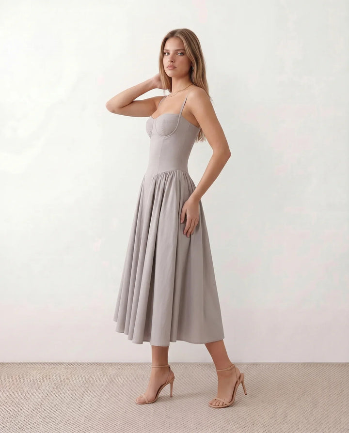 Willa | Spaghetti Strap Sweetheart Midi Dress