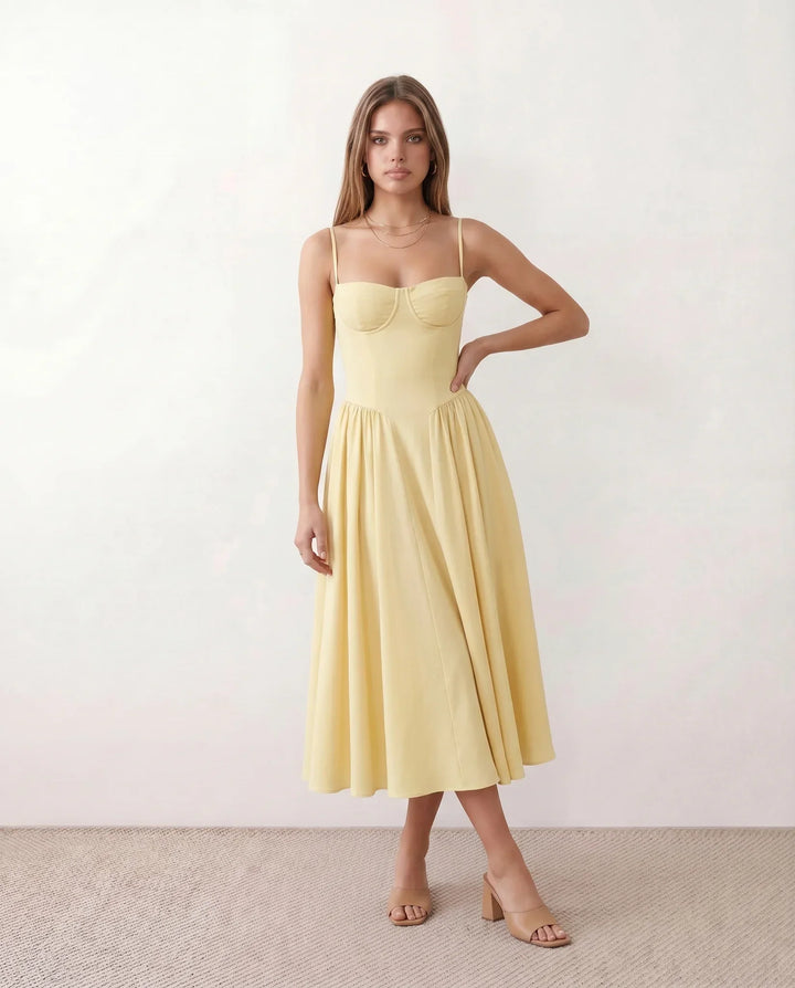 Willa | Spaghetti Strap Sweetheart Midi Dress