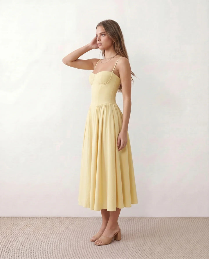 Willa | Spaghetti Strap Sweetheart Midi Dress