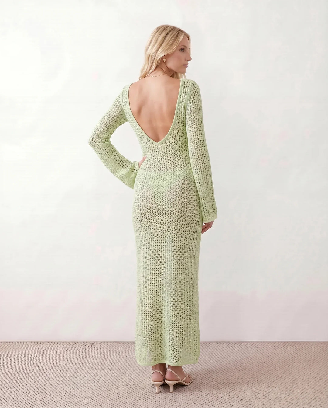 Una | Plunge Neck Crochet Maxi Dress