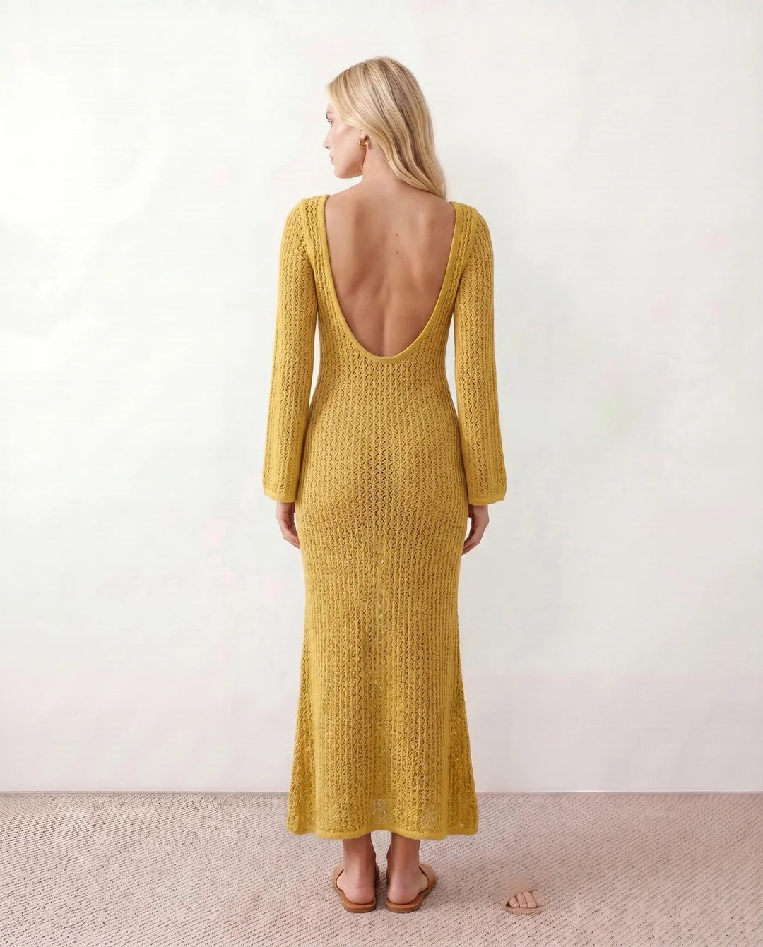 Una | Plunge Neck Crochet Maxi Dress