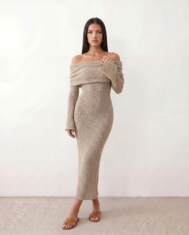 Priya | Off-Shoulder Fitted Maxi Dress