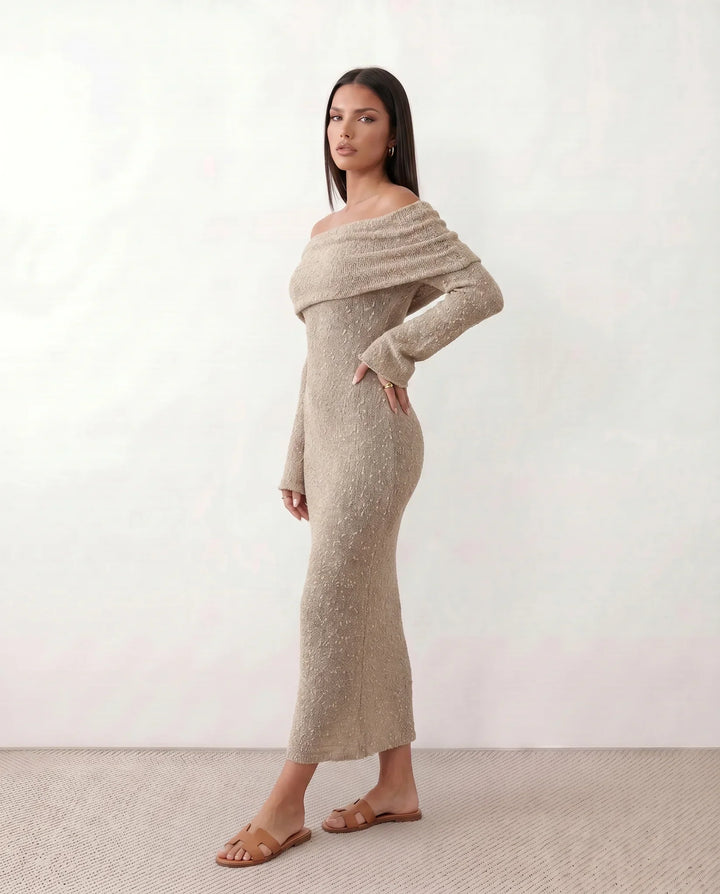 Priya | Off-Shoulder Fitted Maxi Dress