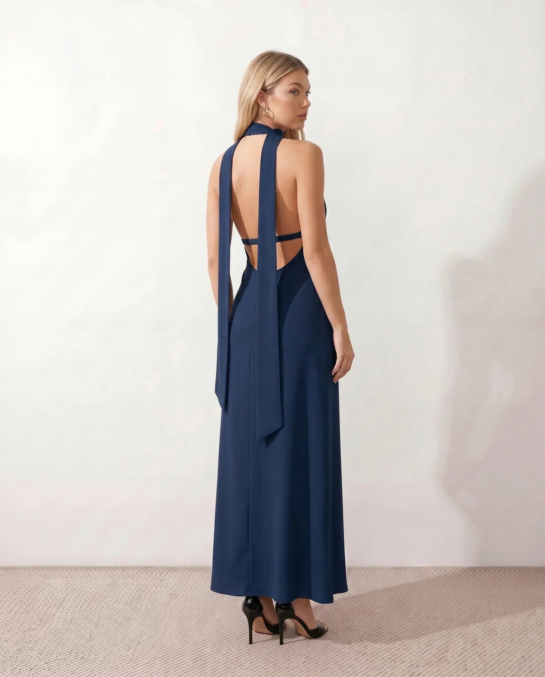 Leona | Cowl Neck Halter Maxi Dress
