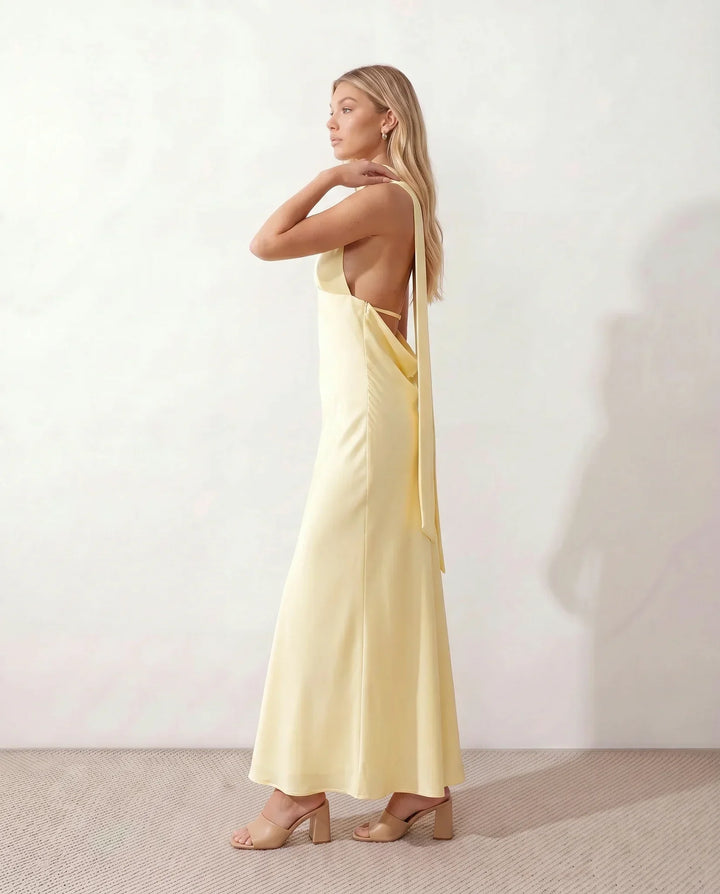 Leona | Cowl Neck Halter Maxi Dress