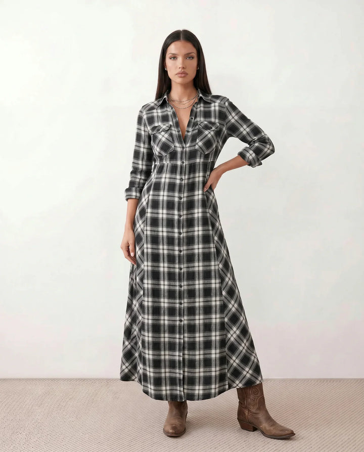 Marilena | Button-Front V-Neck Maxi Dress