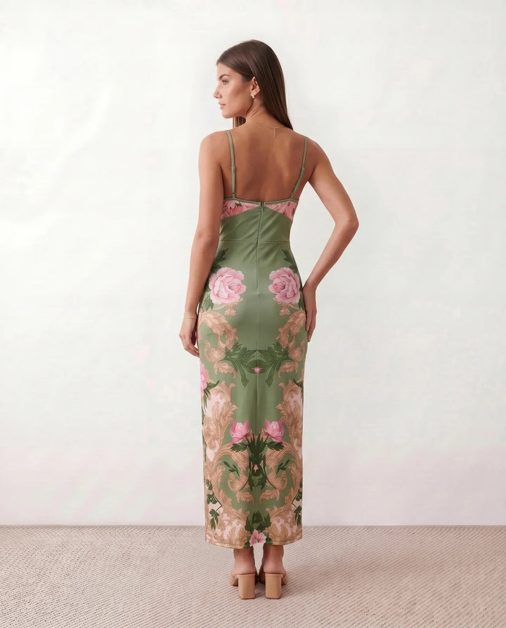 Coralie | Floral Satin-Look Slip Maxi Dress