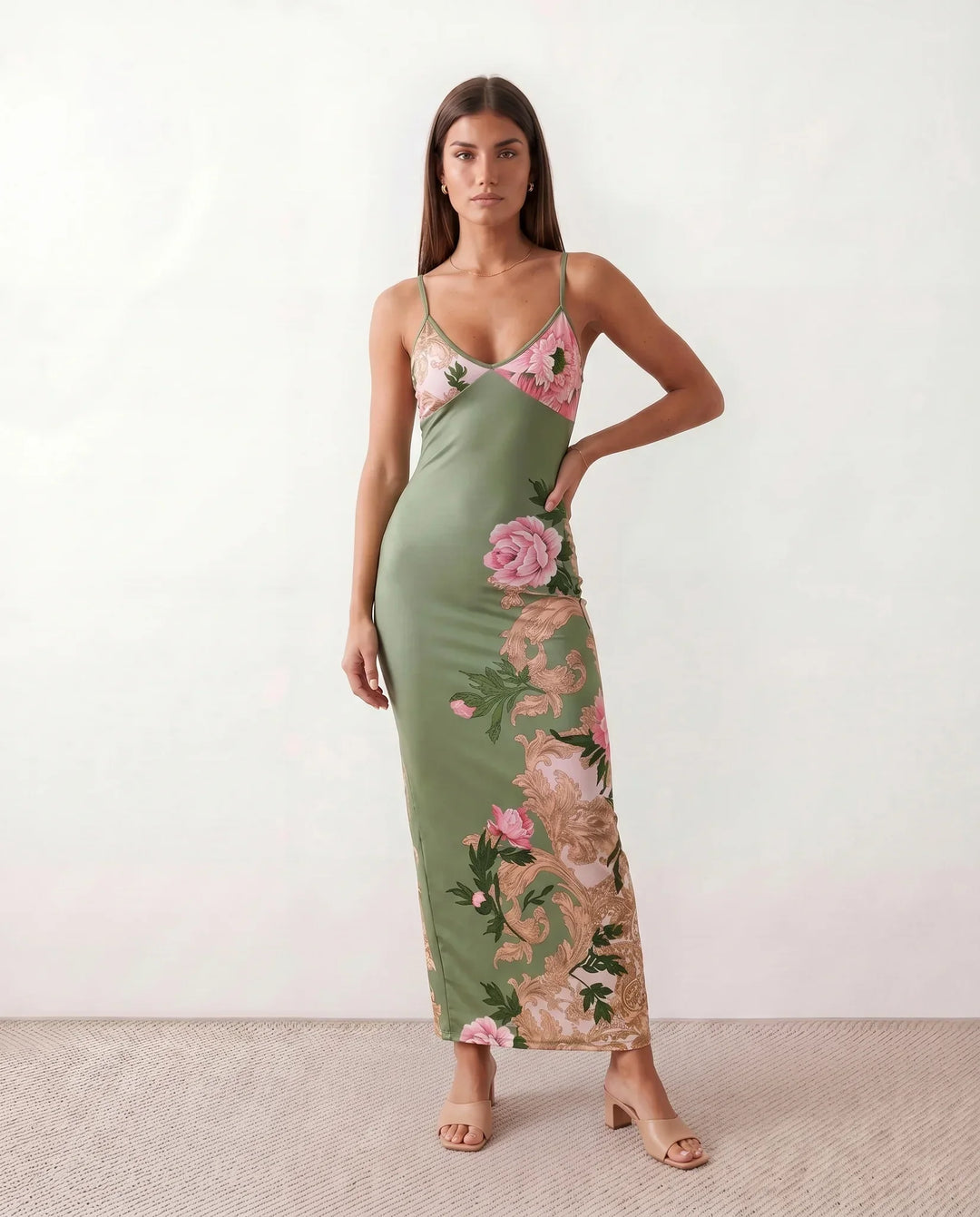 Coralie | Floral Satin-Look Slip Maxi Dress