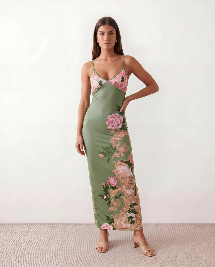 Coralie | Floral Satin-Look Slip Maxi Dress