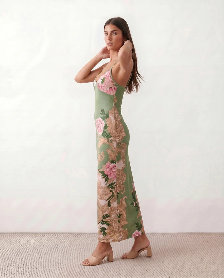Coralie | Floral Satin-Look Slip Maxi Dress