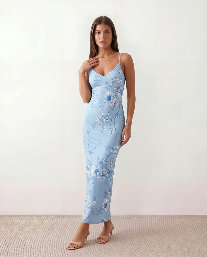 Coralie | Floral Satin-Look Slip Maxi Dress