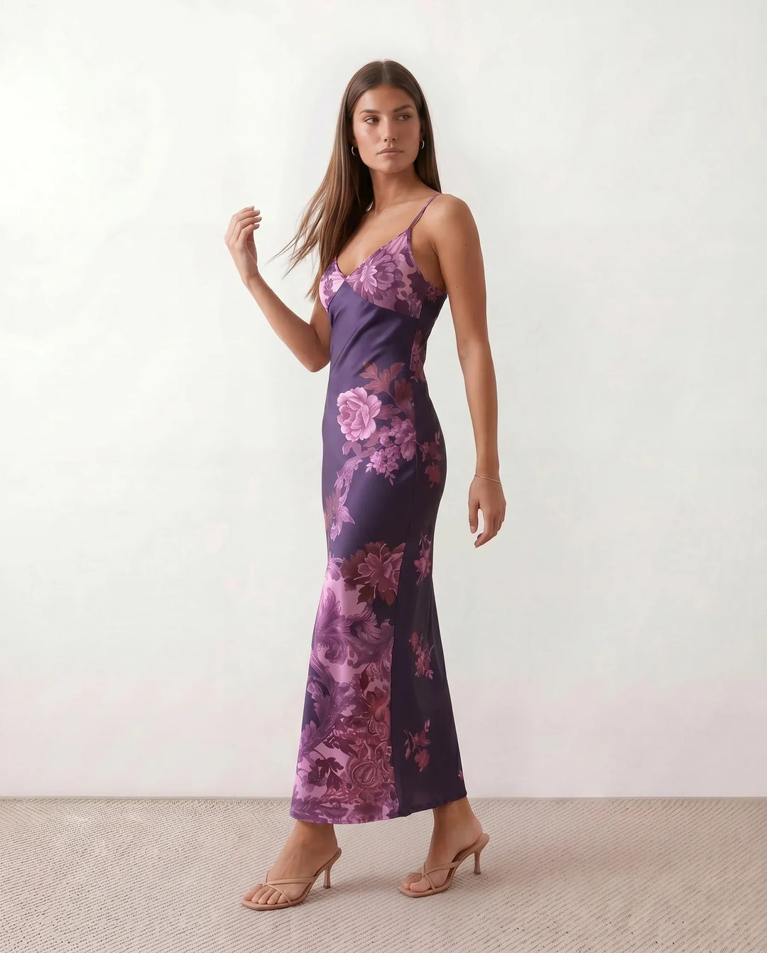 Coralie | Floral Satin-Look Slip Maxi Dress
