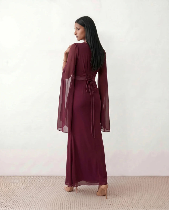 Elin | Lace-Up Mermaid Maxi Dress