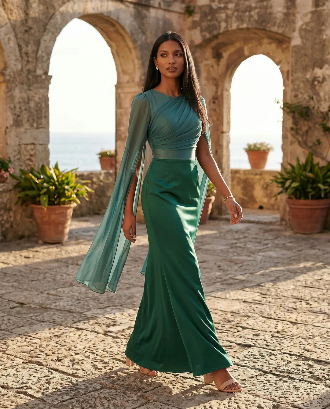 Elin | Lace-Up Mermaid Maxi Dress